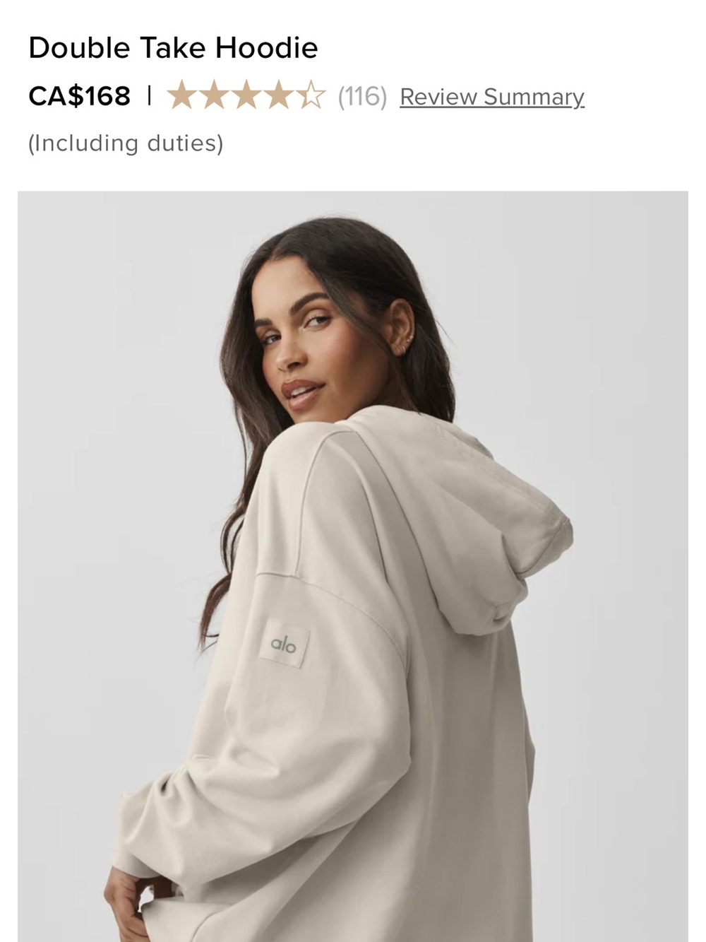 ALO Yoga Double Take Hoodie in bone size M